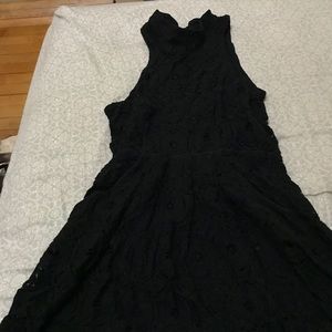 UO highneck black dress w lace pattern